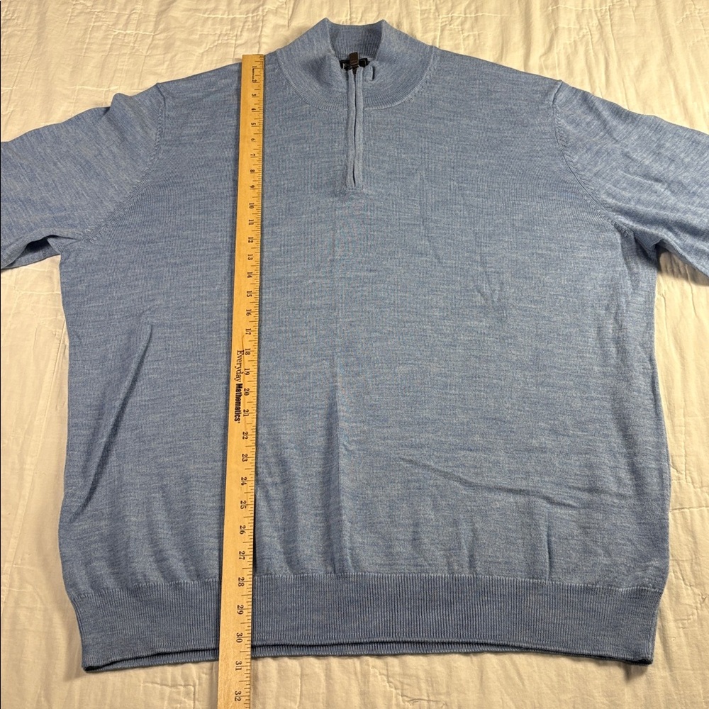 Luxury Jos A Bank Traveler Merino Wool 1/4-Zip Sweater Blue Tailored Fit NWT - Picture 10 of 13